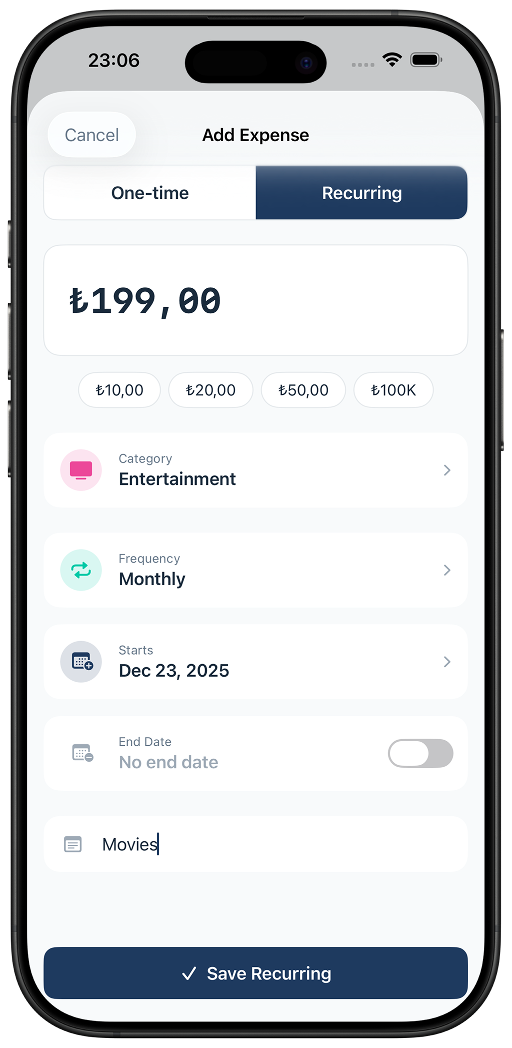 Add Recurring Expense
